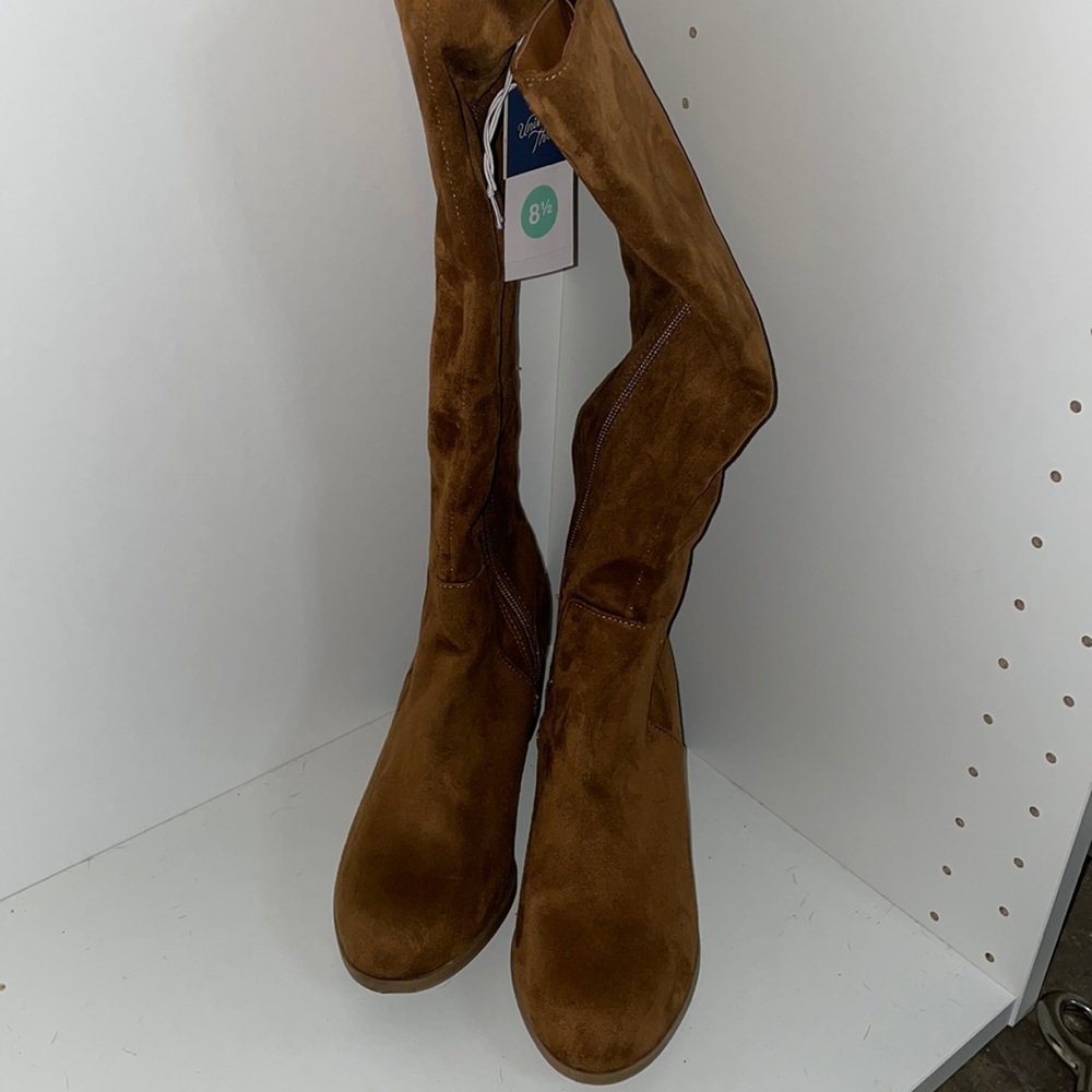 Cognac Brown Tall Boots Heeled